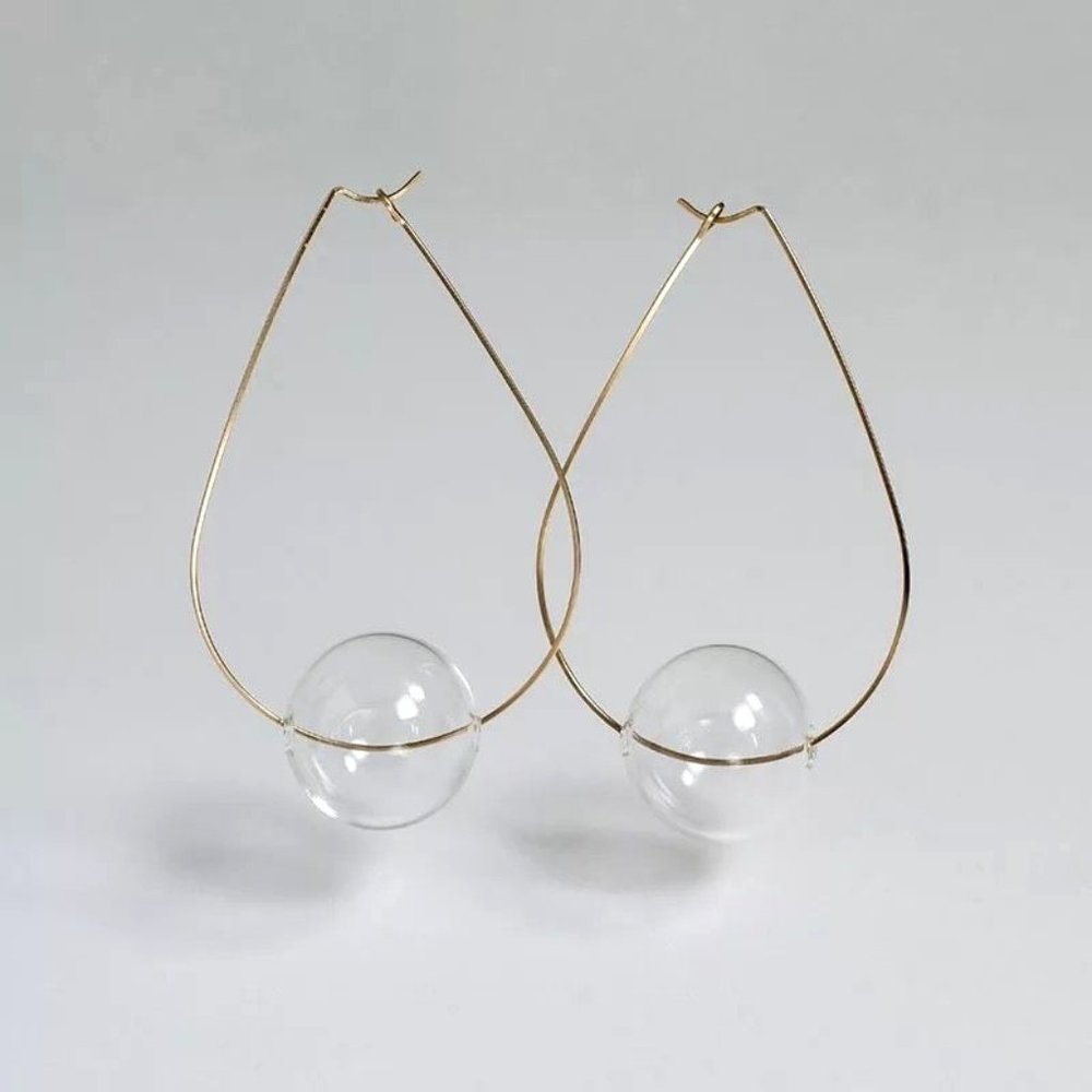 Anthropologie Gold and Clear Teardrop Earrings